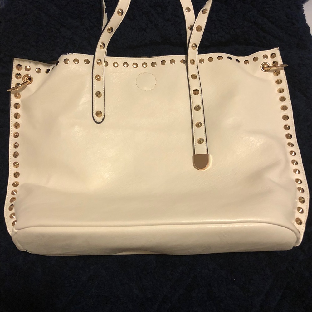 White studded Bag w/Extra Interior Bag- Never Used - Picture 1 of 4